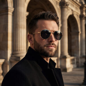 Gold-tone round sunglasses