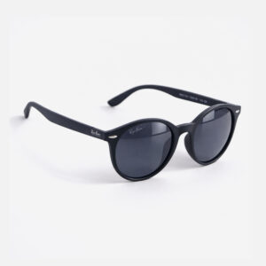 Matte black round sunglasses.