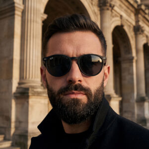 Matte black round sunglasses featuring dark grey lenses.