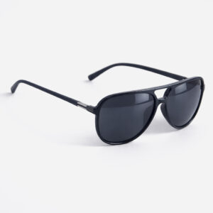Glossy black aviator sunglasses.