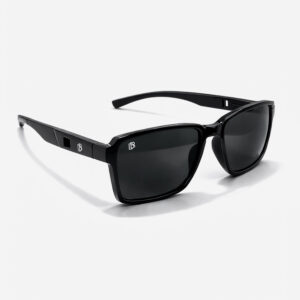 Glossy black square sunglasses