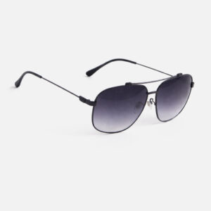 Matte black aviator sunglasses with a slim double bridge.